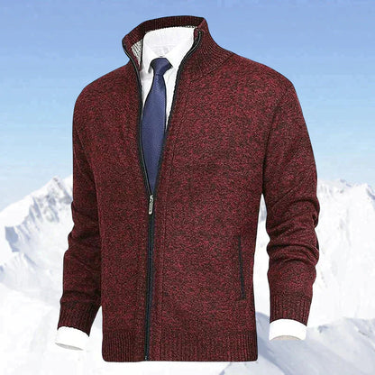Zip-Cardigan | Warm | Winter | Strickjacke | Herrenjacke-Rot-S-Chaps Herrenmode