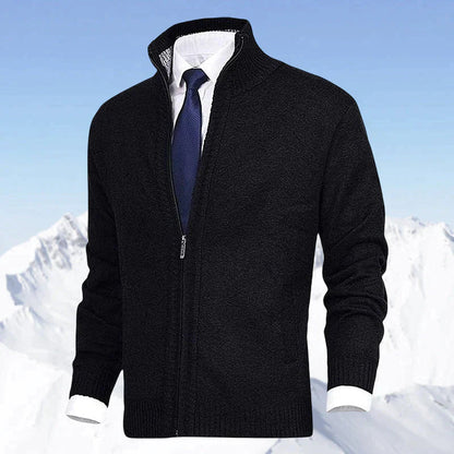 Zip-Cardigan | Warm | Winter | Strickjacke | Herrenjacke-Schwarz-S-Chaps Herrenmode