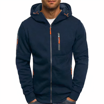 Zip-Hoodie - Warm - Reißverschlusstaschen - Kapuzenpullover mit Reißverschluss - Herrenbekleidung-Marineblau-M-Chaps Herrenmode