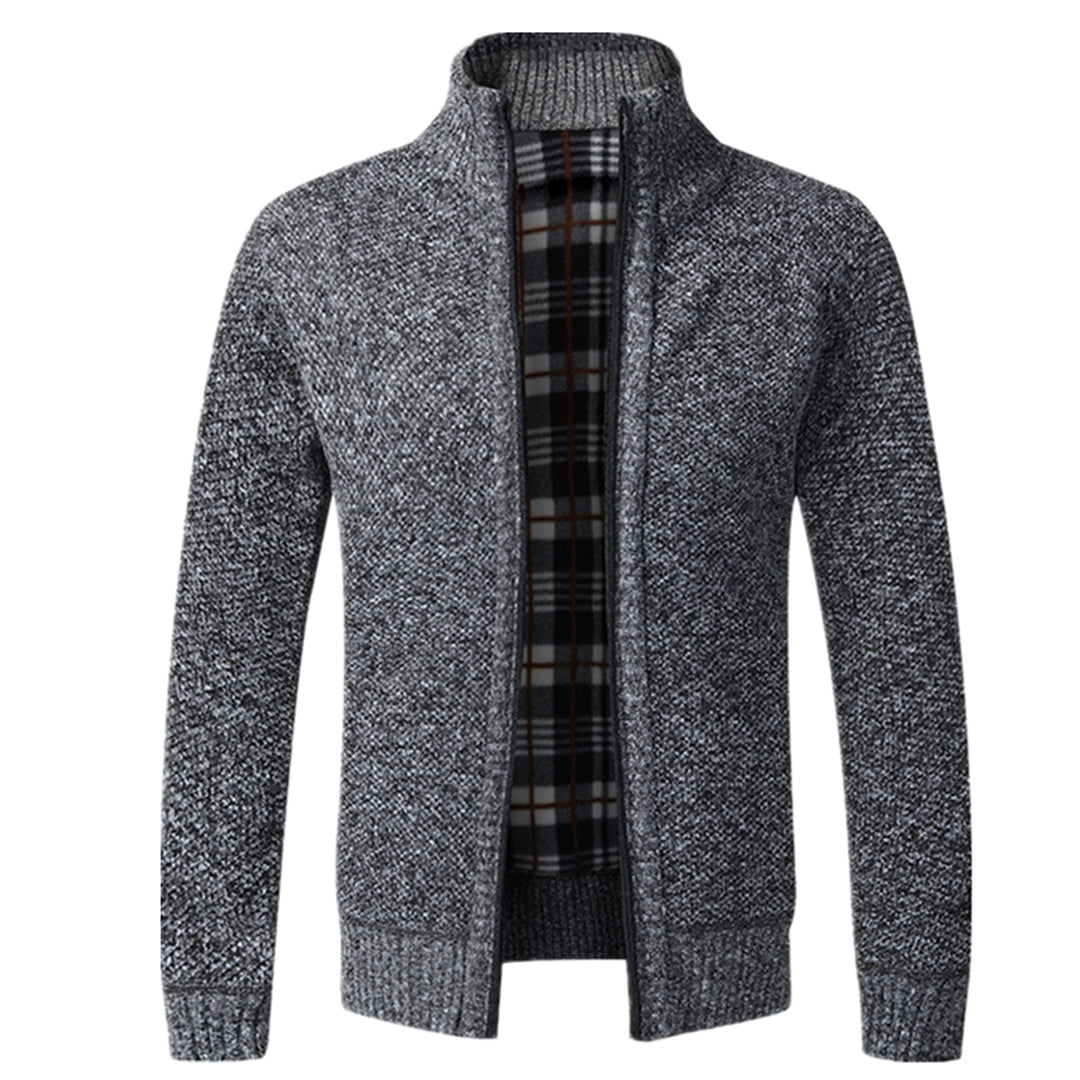Zip-Up Strickjacke | Full Zip | Langarm | Strickjacke | Herrenbekleidung-Dunkelgrau-XS-Chaps Herrenmode