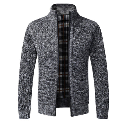 Zip-Up Strickjacke | Full Zip | Langarm | Strickjacke | Herrenbekleidung-Dunkelgrau-XS-Chaps Herrenmode