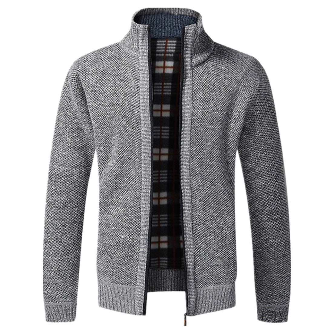 Zip-Up Strickjacke | Full Zip | Langarm | Strickjacke | Herrenbekleidung-Hellgrau-XS-Chaps Herrenmode