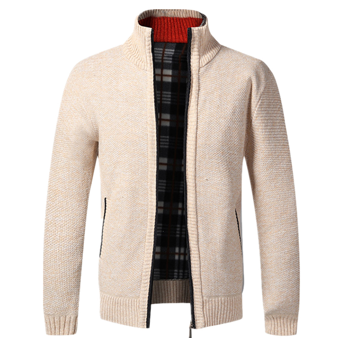 Zip-Up Strickjacke | Full Zip | Langarm | Strickjacke | Herrenbekleidung-Khaki-XS-Chaps Herrenmode
