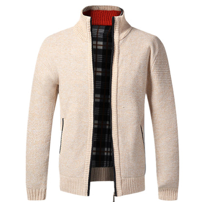 Zip-Up Strickjacke | Full Zip | Langarm | Strickjacke | Herrenbekleidung-Khaki-XS-Chaps Herrenmode