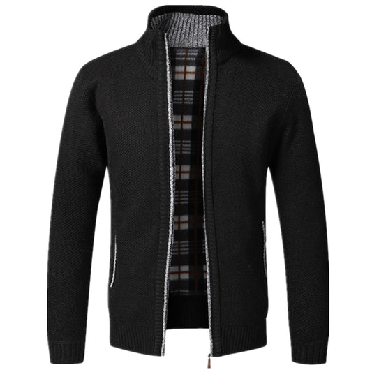 Zip-Up Strickjacke | Full Zip | Langarm | Strickjacke | Herrenbekleidung-Schwarz-XS-Chaps Herrenmode