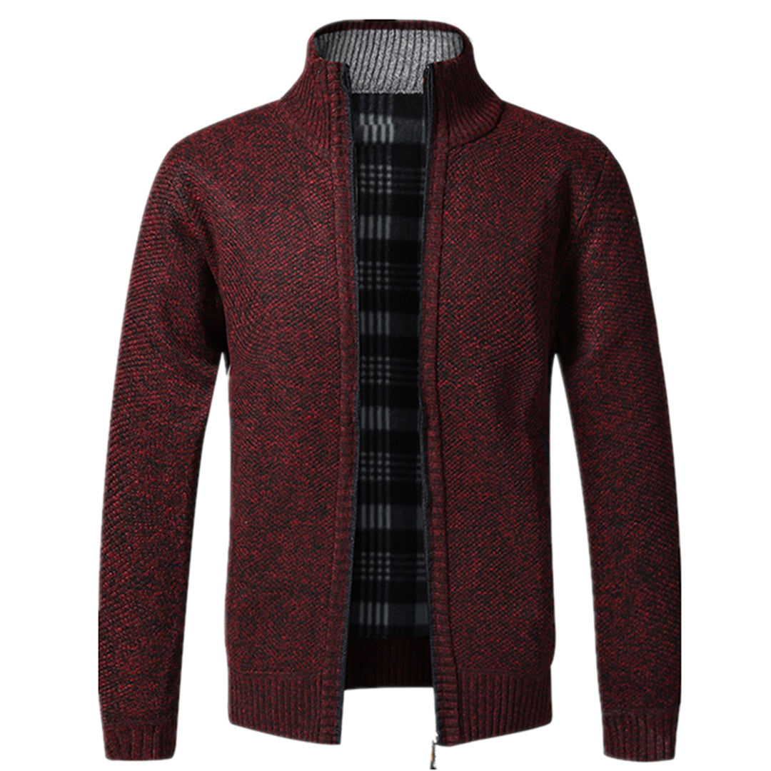Zip-Up Strickjacke | Full Zip | Langarm | Strickjacke | Herrenbekleidung-Weinrot-XS-Chaps Herrenmode