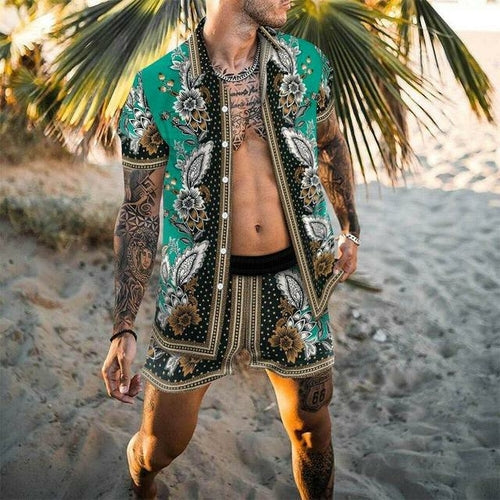 Zweiteiler – mit Knöpfen – Kurzarm – Hemd und Shorts – Sommerkleidung für Herren-Chaps Herrenmode
