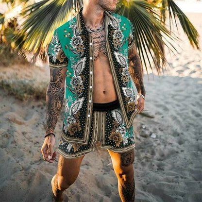 Zweiteiler – mit Knöpfen – Kurzarm – Hemd und Shorts – Sommerkleidung für Herren-Chaps Herrenmode