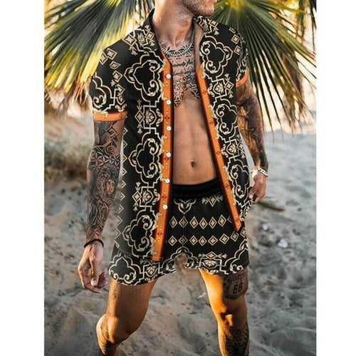 Zweiteiler – mit Knöpfen – Kurzarm – Hemd und Shorts – Sommerkleidung für Herren-Chaps Herrenmode