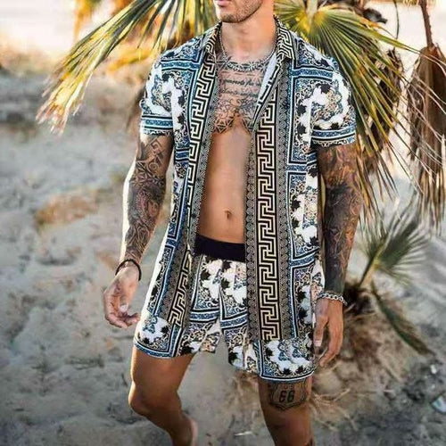 Zweiteiler – mit Knöpfen – Kurzarm – Hemd und Shorts – Sommerkleidung für Herren-Chaps Herrenmode