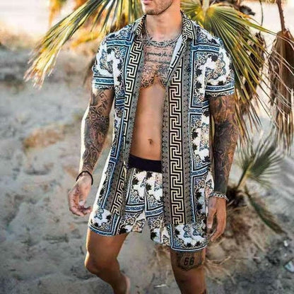 Zweiteiler – mit Knöpfen – Kurzarm – Hemd und Shorts – Sommerkleidung für Herren-Chaps Herrenmode