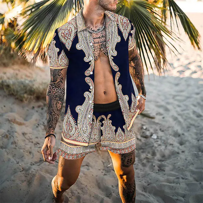 Zweiteiler – mit Knöpfen – Kurzarm – Hemd und Shorts – Sommerkleidung für Herren-Chaps Herrenmode