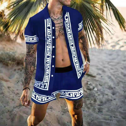 Zweiteiler – mit Knöpfen – Kurzarm – Hemd und Shorts – Sommerkleidung für Herren-Chaps Herrenmode