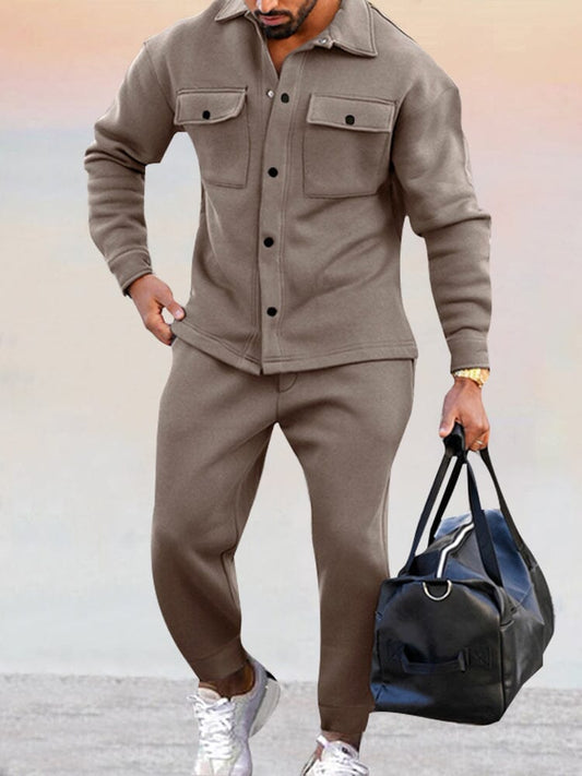 Zweiteiliges Set | Button-Up | Jogger | Co-Ord Set | Herrenbekleidung-Chaps Herrenmode