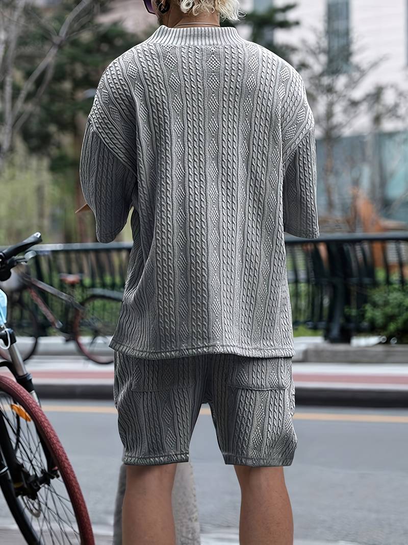 Zweiteiliges Set | Gestrickt | Kurzarm | Co-Ord Sets Männer | Herren Kurzsets-Chaps Herrenmode