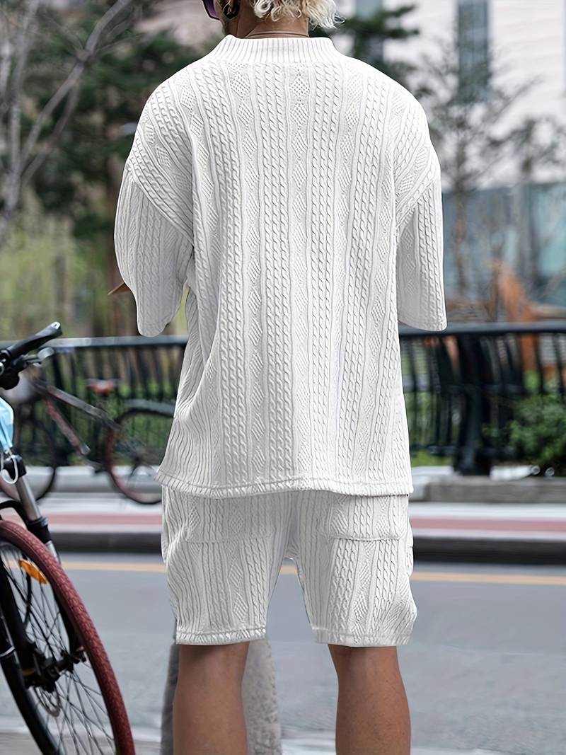 Zweiteiliges Set | Gestrickt | Kurzarm | Co-Ord Sets Männer | Herren Kurzsets-Chaps Herrenmode