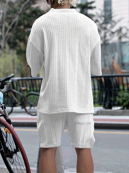 Zweiteiliges Set | Gestrickt | Kurzarm | Co-Ord Sets Männer | Herren Kurzsets-Chaps Herrenmode
