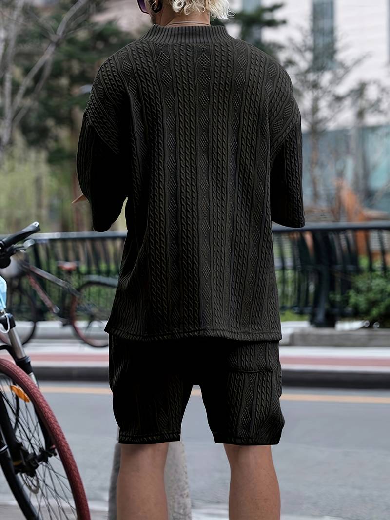Zweiteiliges Set | Gestrickt | Kurzarm | Co-Ord Sets Männer | Herren Kurzsets-Chaps Herrenmode