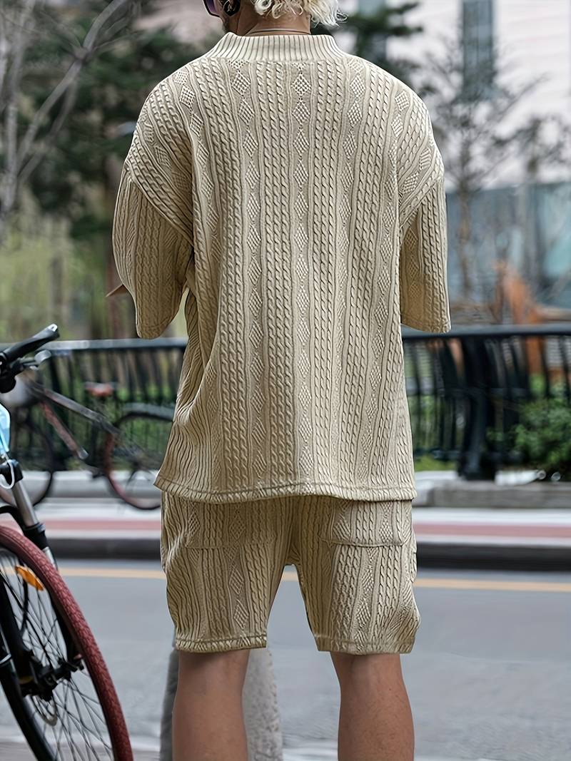Zweiteiliges Set | Gestrickt | Kurzarm | Co-Ord Sets Männer | Herren Kurzsets-Chaps Herrenmode