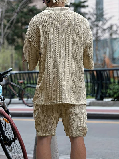 Zweiteiliges Set | Gestrickt | Kurzarm | Co-Ord Sets Männer | Herren Kurzsets-Chaps Herrenmode