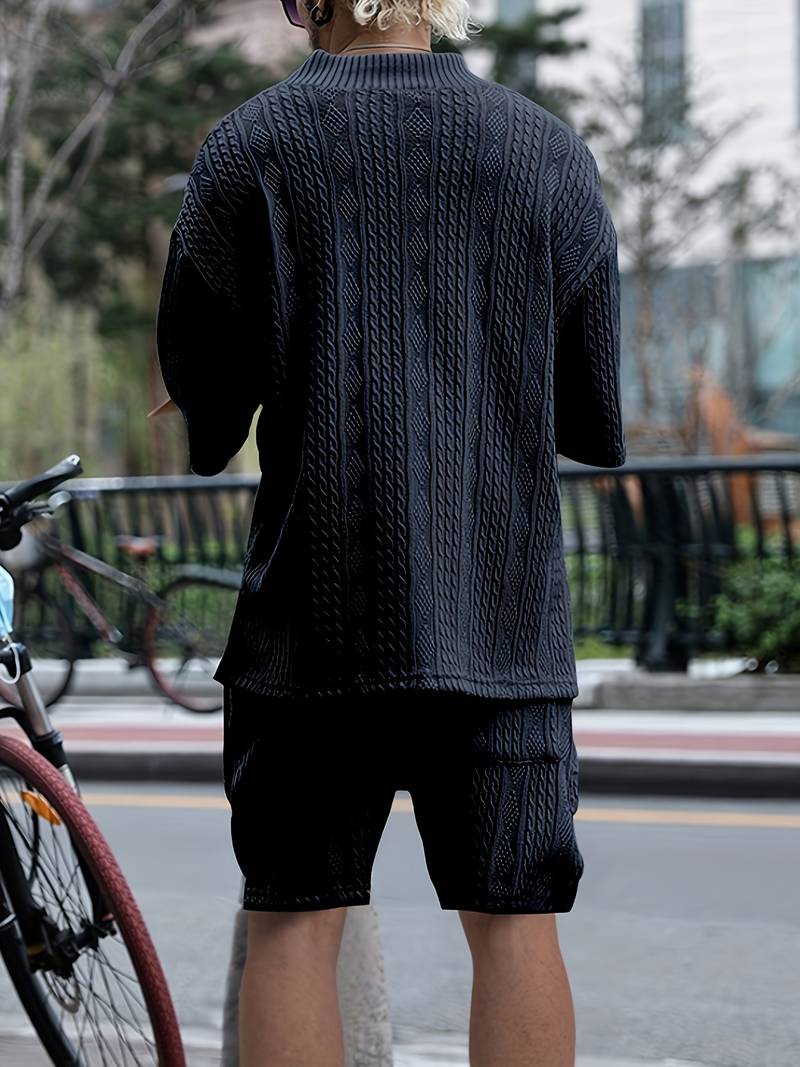 Zweiteiliges Set | Gestrickt | Kurzarm | Co-Ord Sets Männer | Herren Kurzsets-Chaps Herrenmode