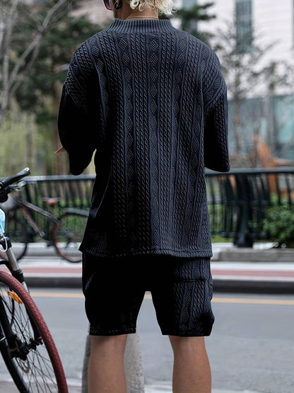 Zweiteiliges Set | Gestrickt | Kurzarm | Co-Ord Sets Männer | Herren Kurzsets-Chaps Herrenmode