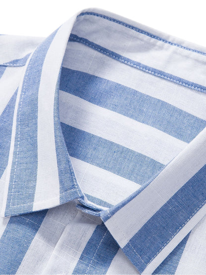 Zweiteiliges Set | Kurzarm | Leinen | Hemd- und Hosenset | Sommerkleidung für Männer-Chaps Herrenmode