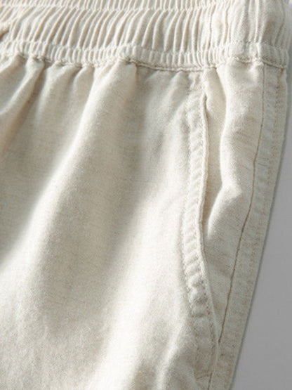 Zweiteiliges Set | Kurzarm | Leinen | Hemd- und Hosenset | Sommerkleidung für Männer-Chaps Herrenmode