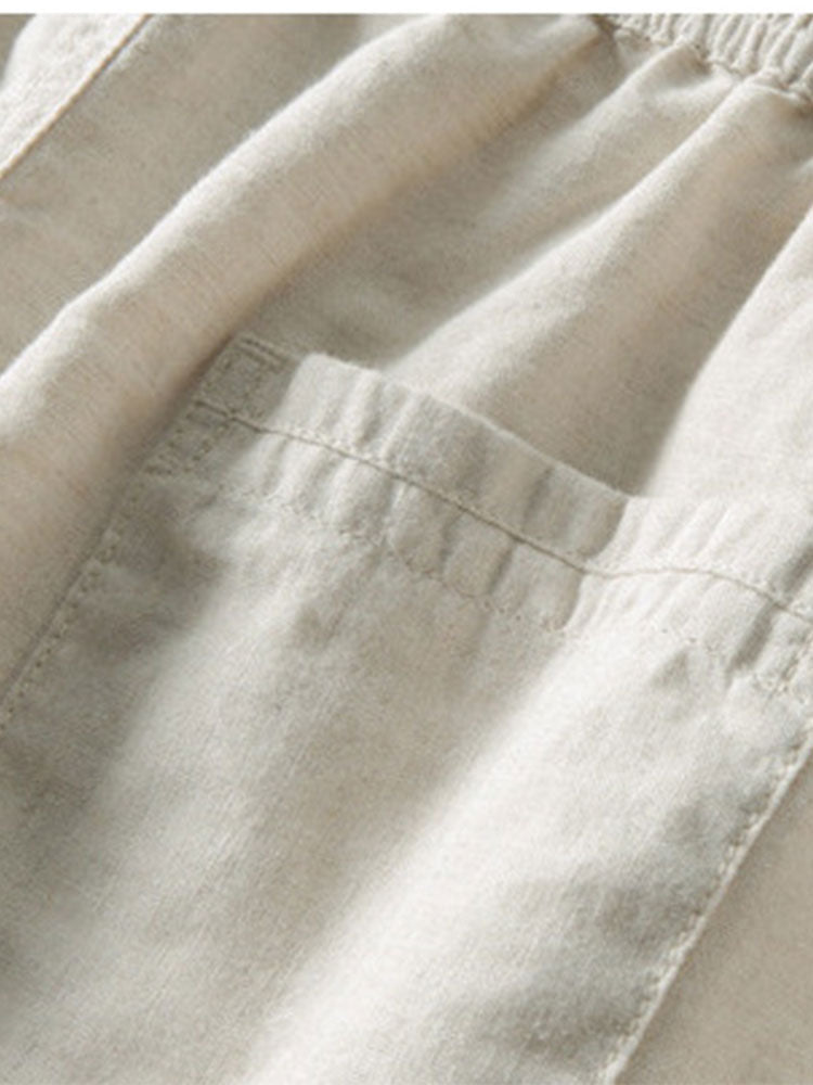 Zweiteiliges Set | Kurzarm | Leinen | Hemd- und Hosenset | Sommerkleidung für Männer-Chaps Herrenmode