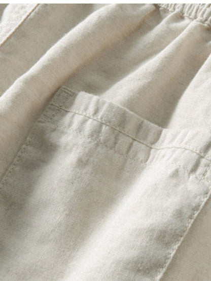 Zweiteiliges Set | Kurzarm | Leinen | Hemd- und Hosenset | Sommerkleidung für Männer-Chaps Herrenmode