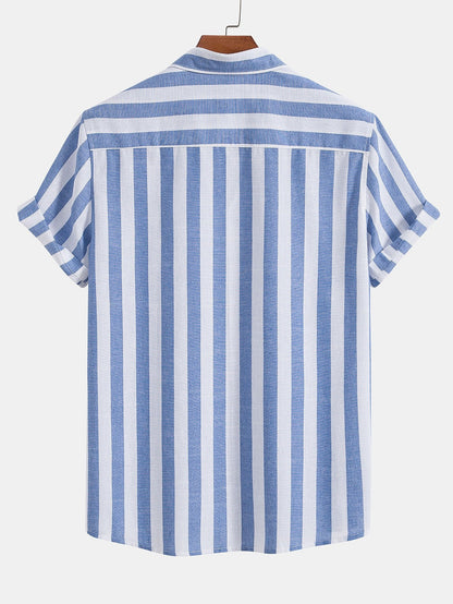 Zweiteiliges Set | Kurzarm | Leinen | Hemd- und Hosenset | Sommerkleidung für Männer-Chaps Herrenmode