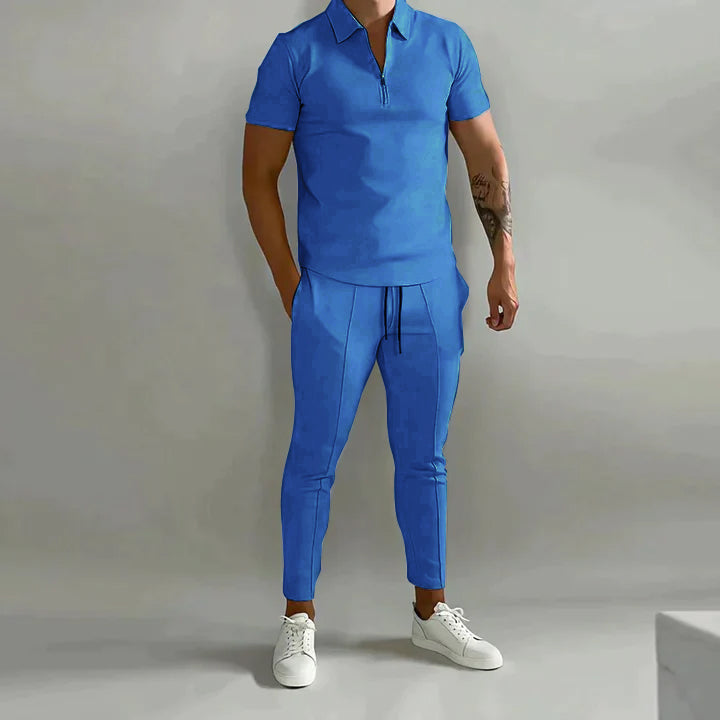 Zweiteiliges Set - Kurzarm - Poloshirt - Co-Ord Set - Herrenbekleidung-Chaps Herrenmode