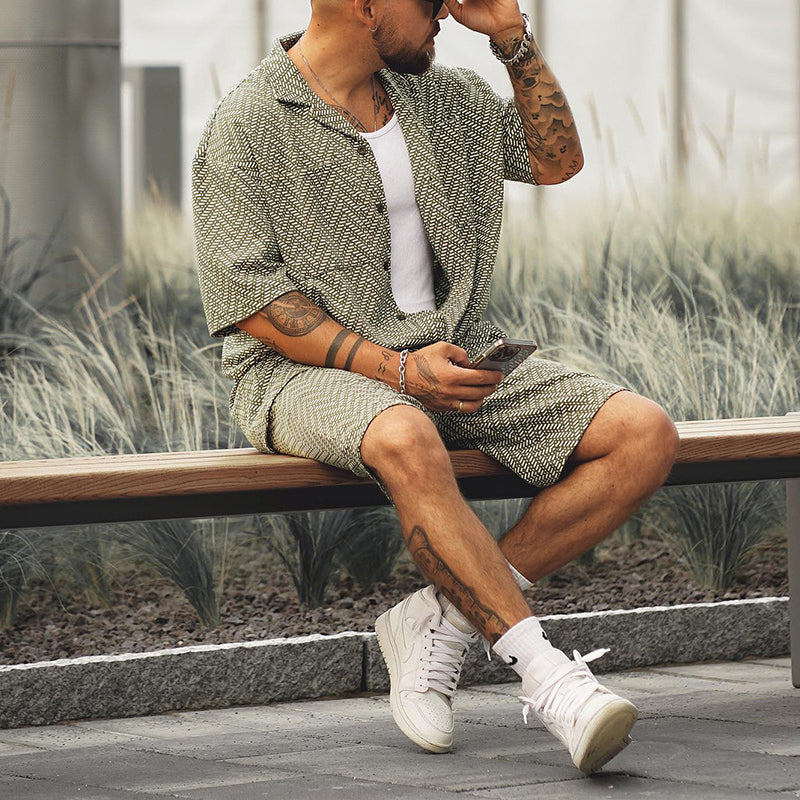 Zweiteiliges Set – Kurzarmhemd und Shorts für Herren für den Sommer-Chaps Herrenmode