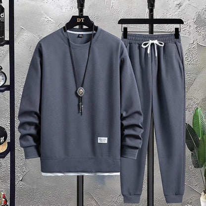 Zweiteiliges Set – Lässiges Jogging-Sweatshirt-Set für Männer-Blau-M-Chaps Herrenmode
