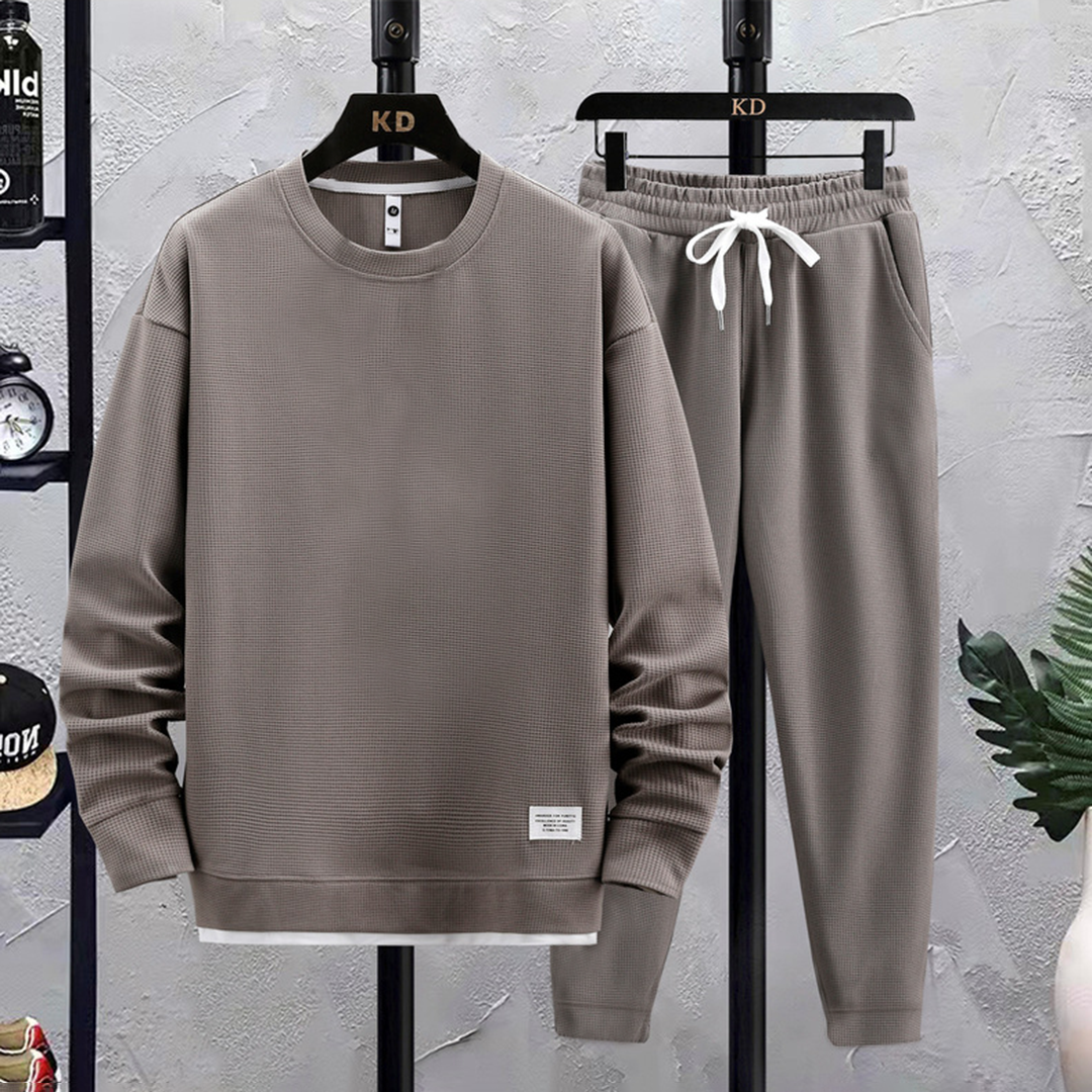 Zweiteiliges Set – Lässiges Jogging-Sweatshirt-Set für Männer-Grau-M-Chaps Herrenmode