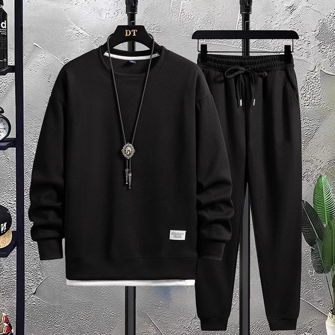 Zweiteiliges Set – Lässiges Jogging-Sweatshirt-Set für Männer-Schwarz-M-Chaps Herrenmode
