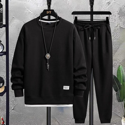 Zweiteiliges Set – Lässiges Jogging-Sweatshirt-Set für Männer-Schwarz-M-Chaps Herrenmode